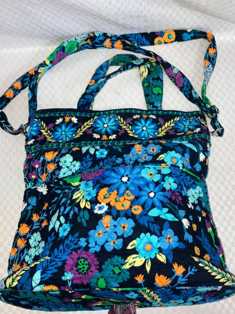 Vera Bradley Convertible Crossbody Midnight Tote Bag Women's Blue Quilted